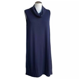 Anthropologie cowl neck sleeveless navy dress size large